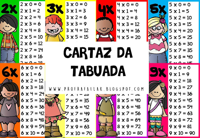 TABUADA PARA IMPRIMIR: Multiplicação, Adição, Subtração e Divisão