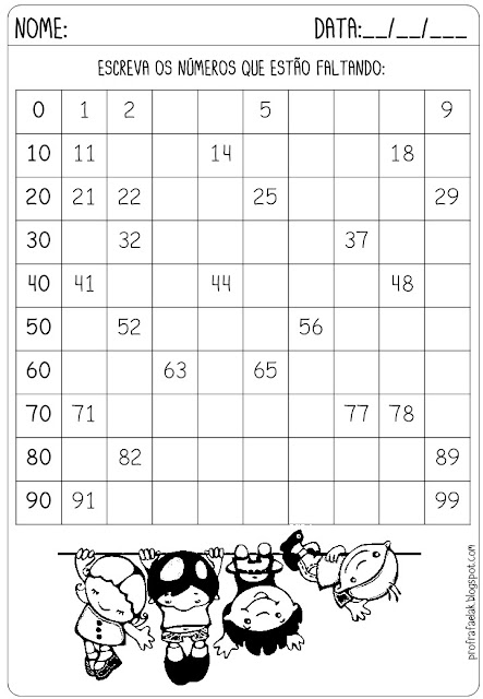 Complete a tabuada de multiplicação do 1 ao 20. Atividade de Matemática  Para Imprimir.