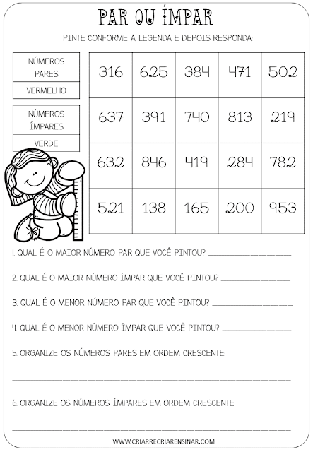 Atividades Números Pares e Ímpares: Melhores Modelos!